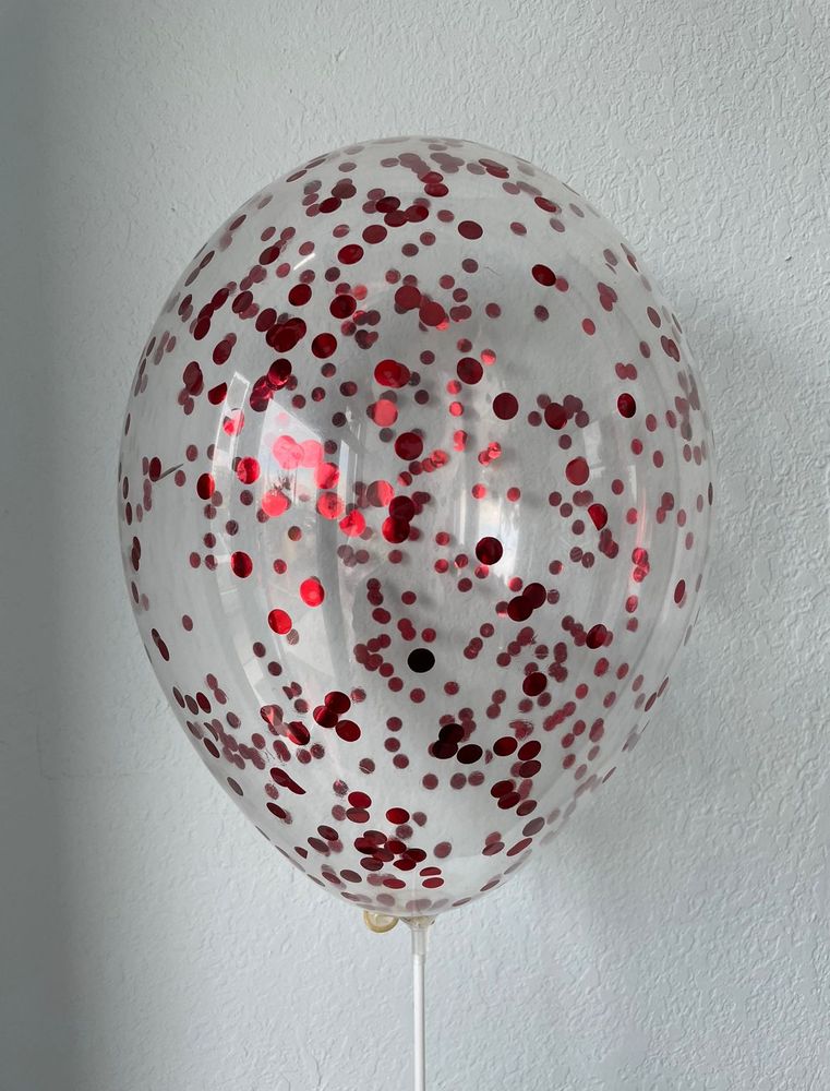 Шар с конфетти, красный круг 0.5см 12"