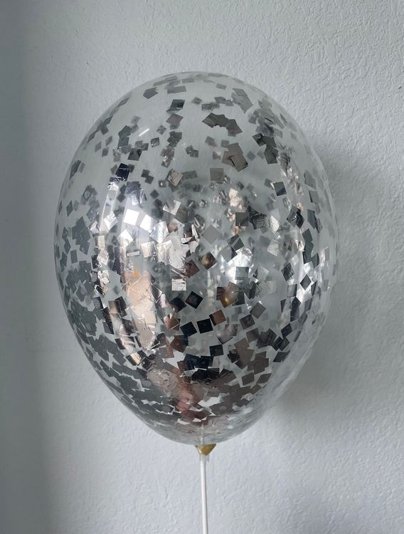 Шар с конфетти, серебро квадрат 1см 12"