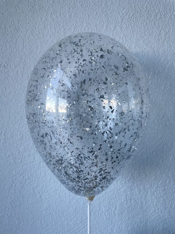 Шар с конфетти, серебро стружка 12"