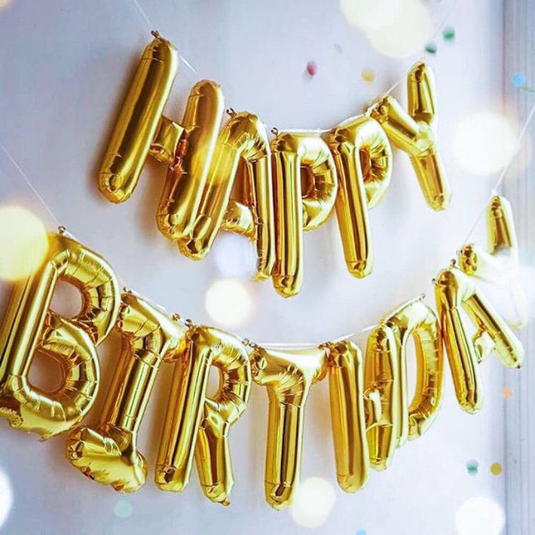Растяжка "Happy Birthday" Золото