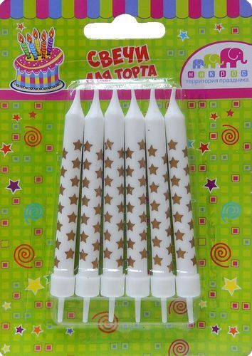Свечи Для Торта Звезды Золото 6шт